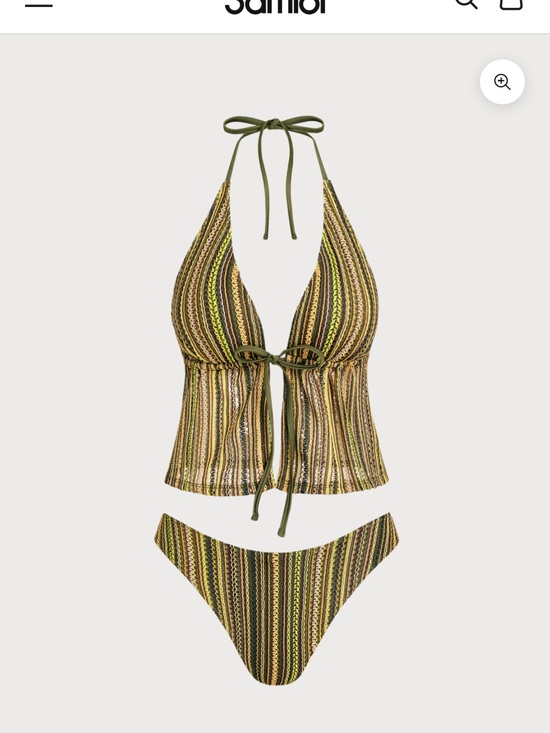 Samiol Other - Striped Halter Tankini in Olive and Gold